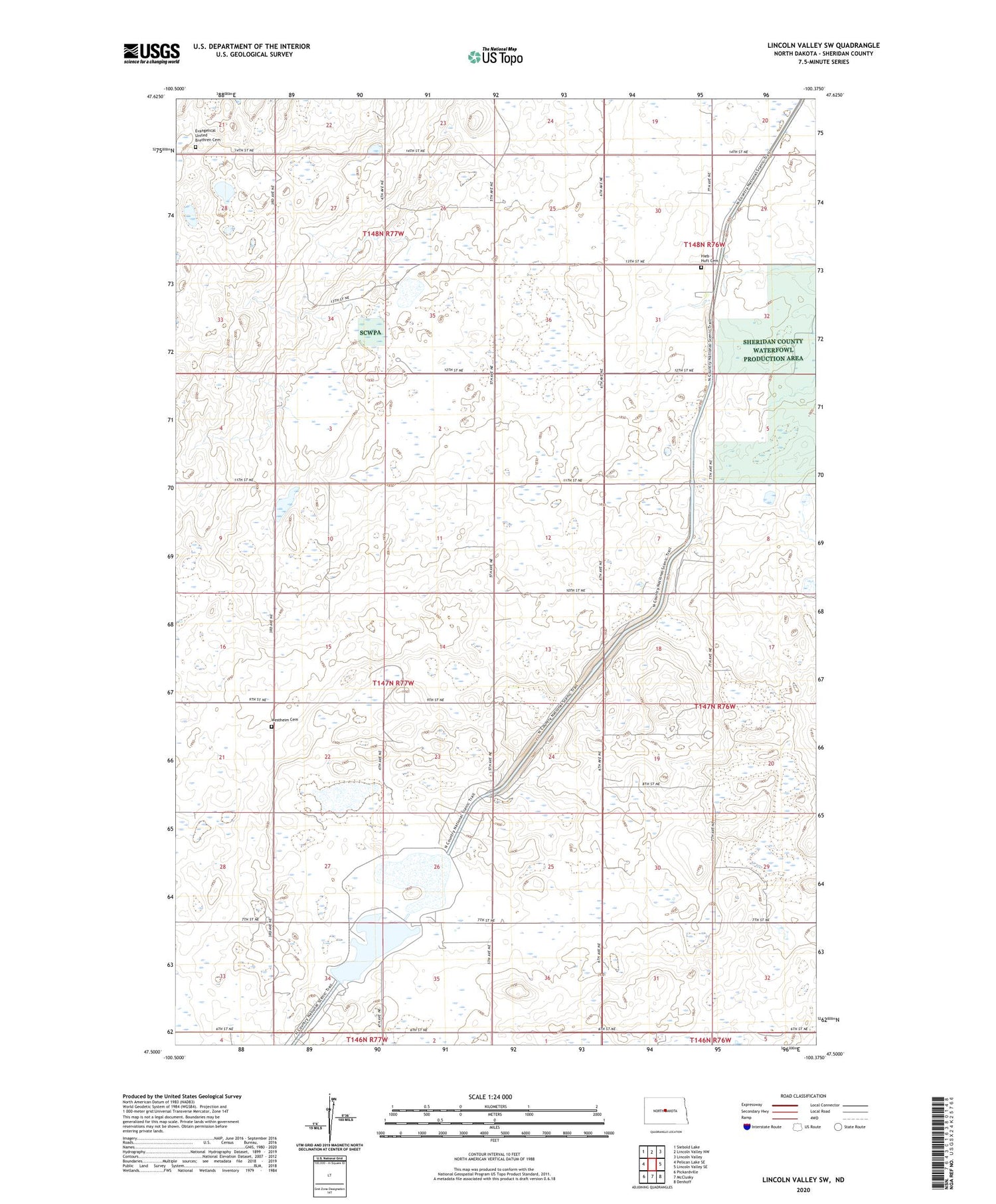 Lincoln Valley SW North Dakota US Topo Map Image