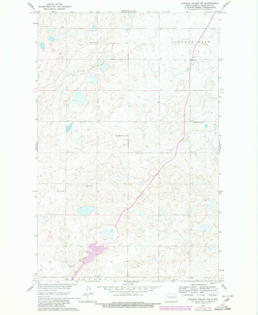 Classic USGS Lincoln Valley SW North Dakota 7.5'x7.5' Topo Map Image