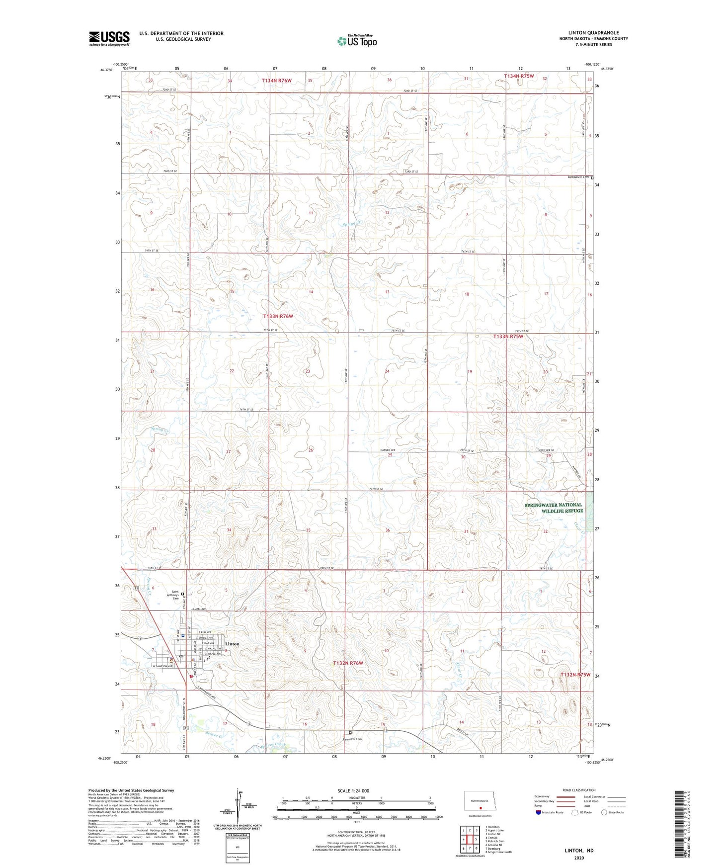 Linton North Dakota US Topo Map Image