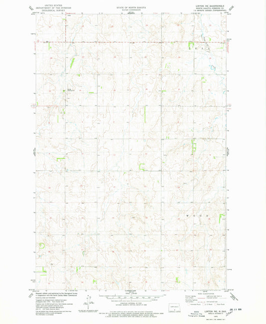 Classic USGS Linton NE North Dakota 7.5'x7.5' Topo Map Image