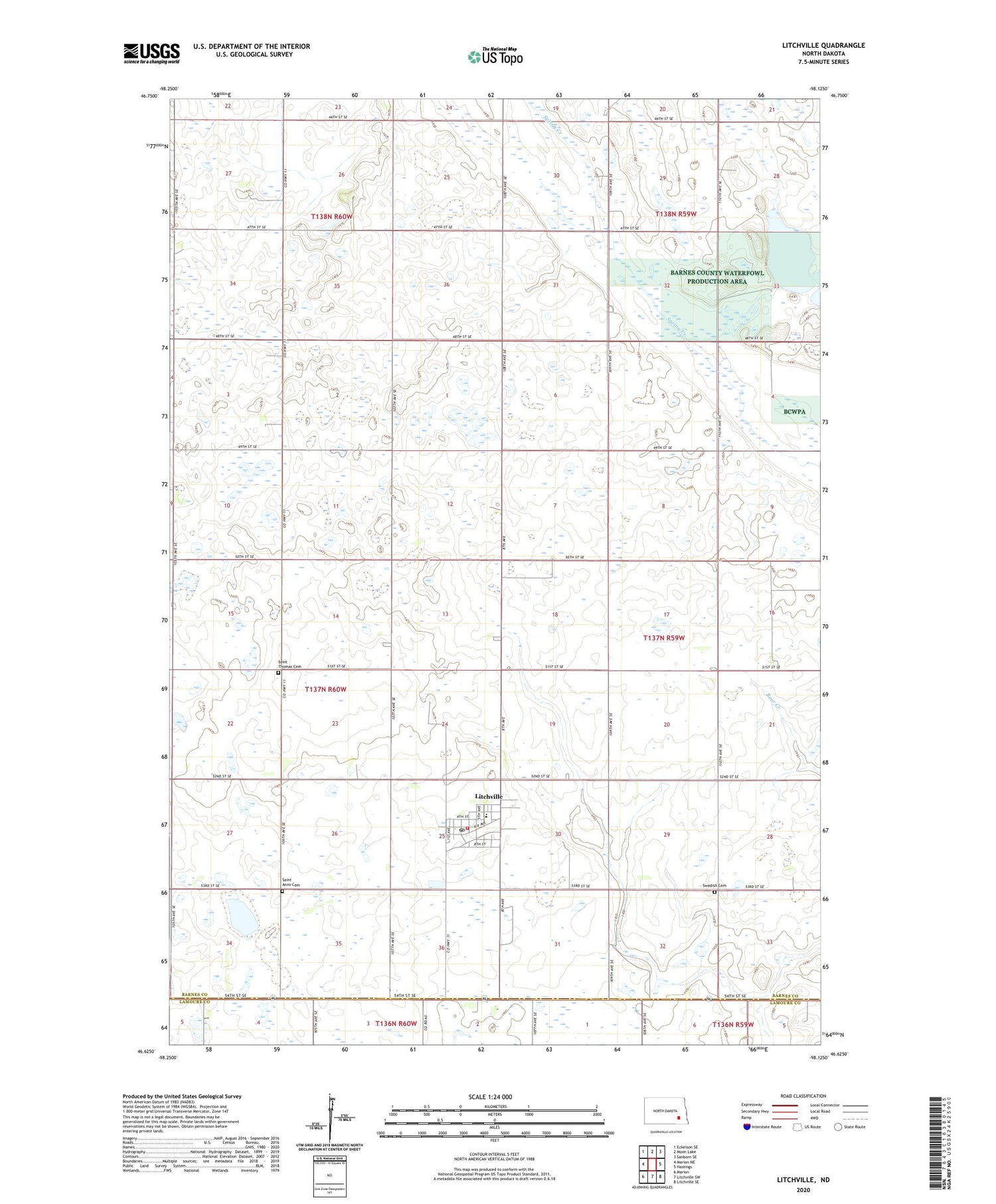 Litchville North Dakota US Topo Map Image