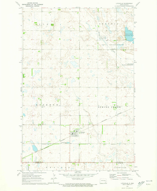 Classic USGS Litchville North Dakota 7.5'x7.5' Topo Map Image