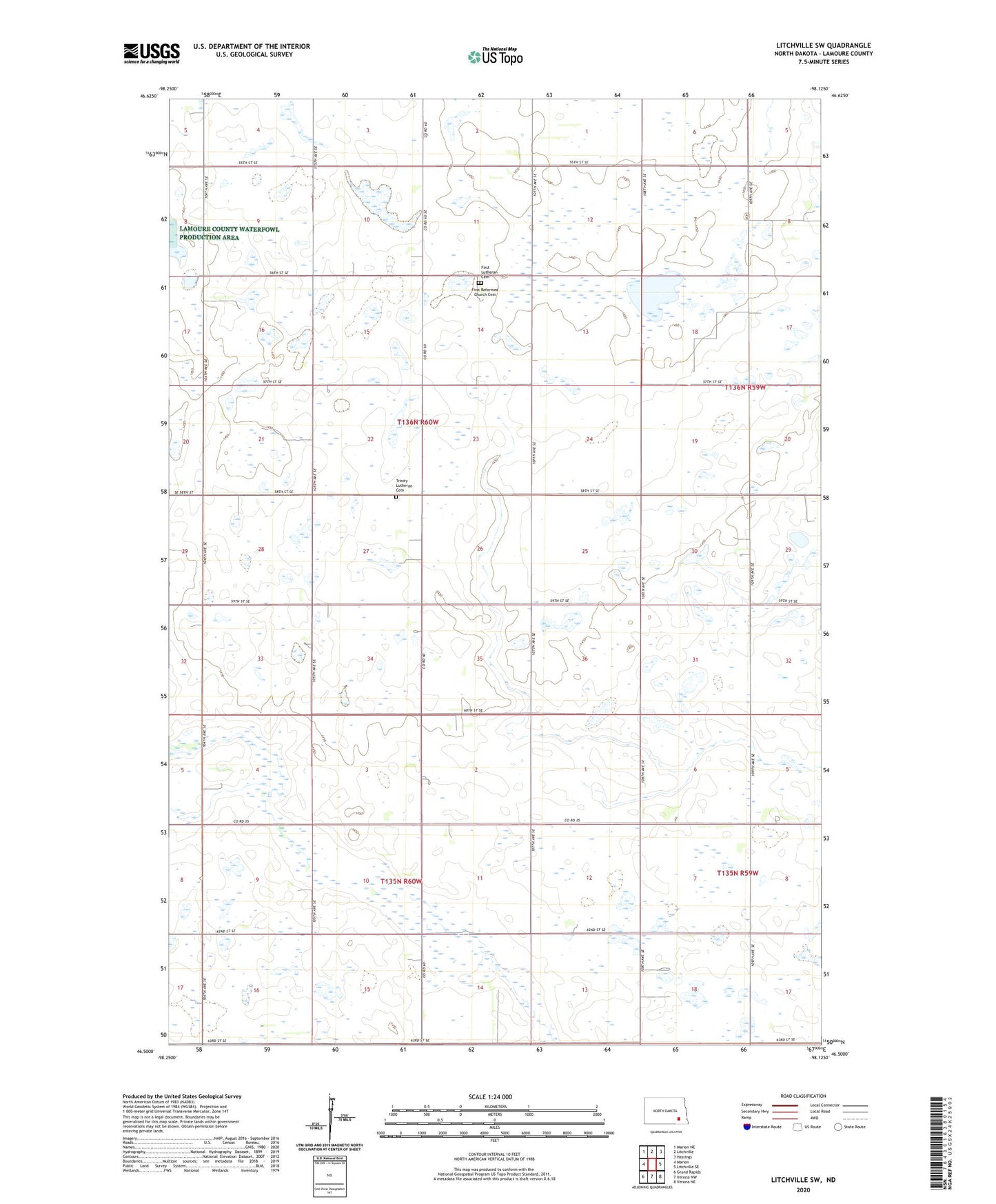 Litchville SW North Dakota US Topo Map Image
