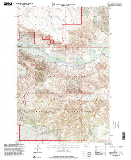 Classic USGS Lone Butte North Dakota 7.5'x7.5' Topo Map Image