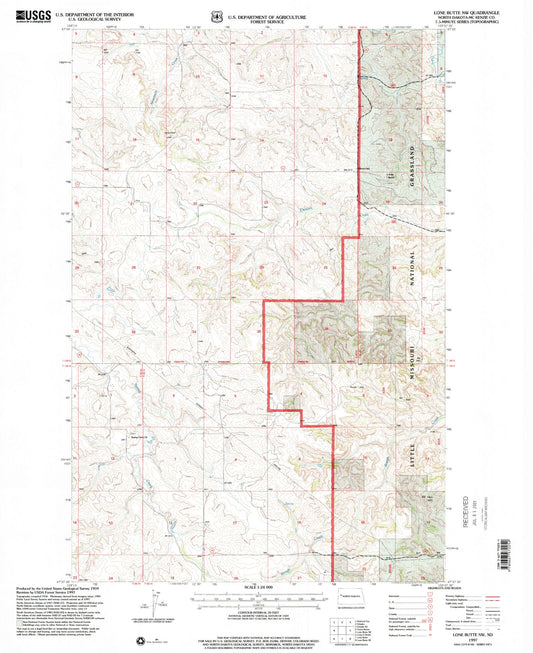 Classic USGS Lone Butte NW North Dakota 7.5'x7.5' Topo Map Image