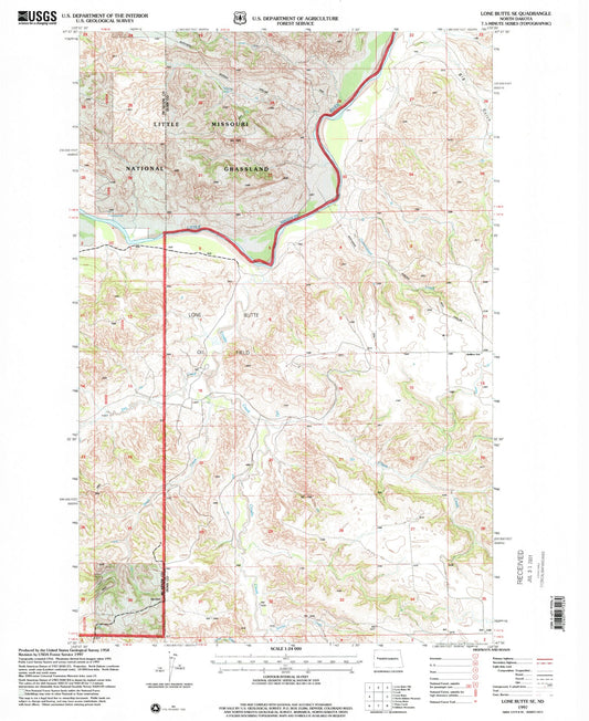 Classic USGS Lone Butte SE North Dakota 7.5'x7.5' Topo Map Image
