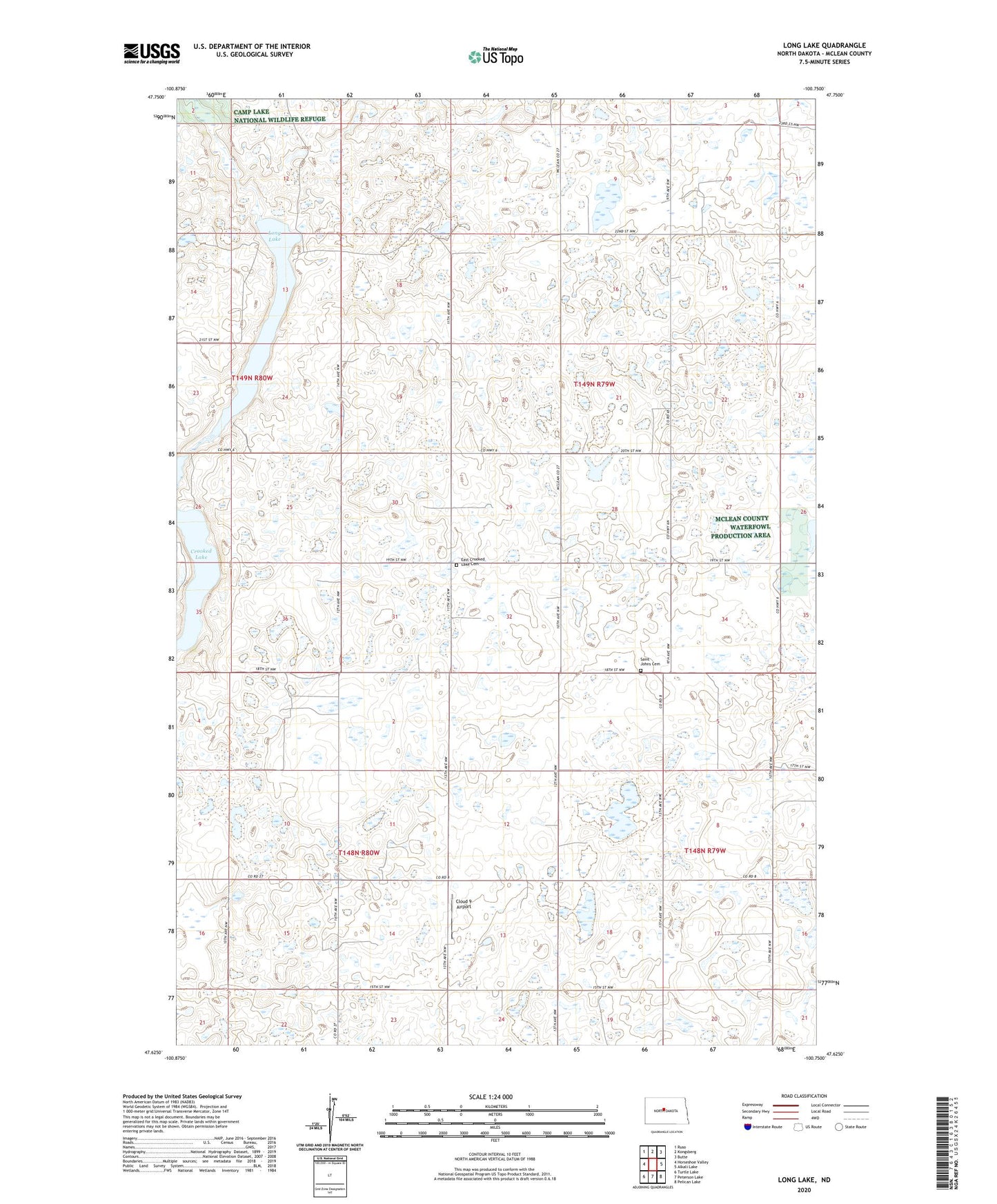 Long Lake North Dakota US Topo Map Image