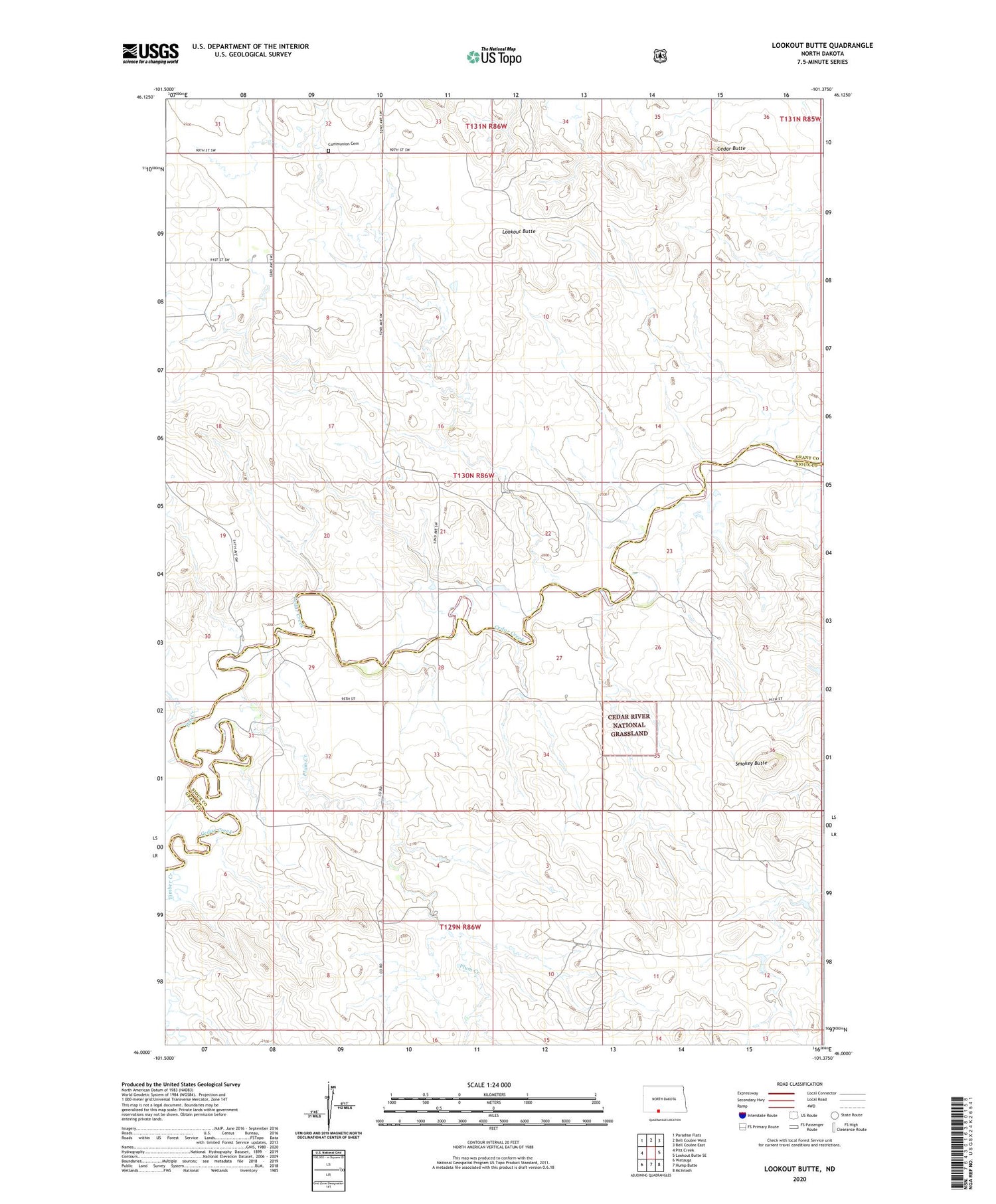 Lookout Butte North Dakota US Topo Map Image