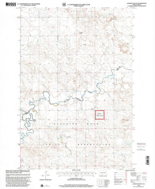 Classic USGS Lookout Butte North Dakota 7.5'x7.5' Topo Map Image