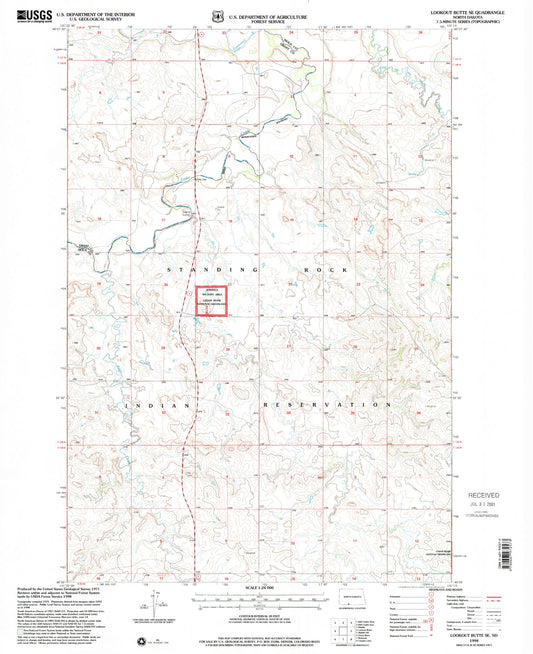 Classic USGS Lookout Butte SE North Dakota 7.5'x7.5' Topo Map Image