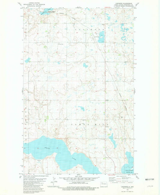 Classic USGS Lostwood North Dakota 7.5'x7.5' Topo Map Image