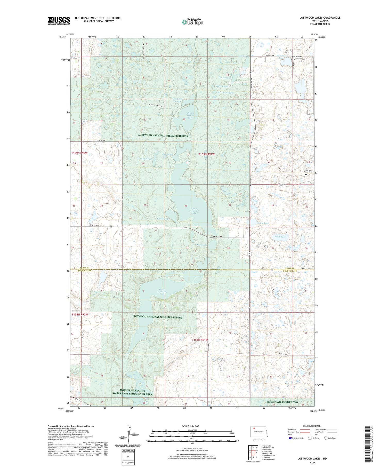 Lostwood Lakes North Dakota US Topo Map Image