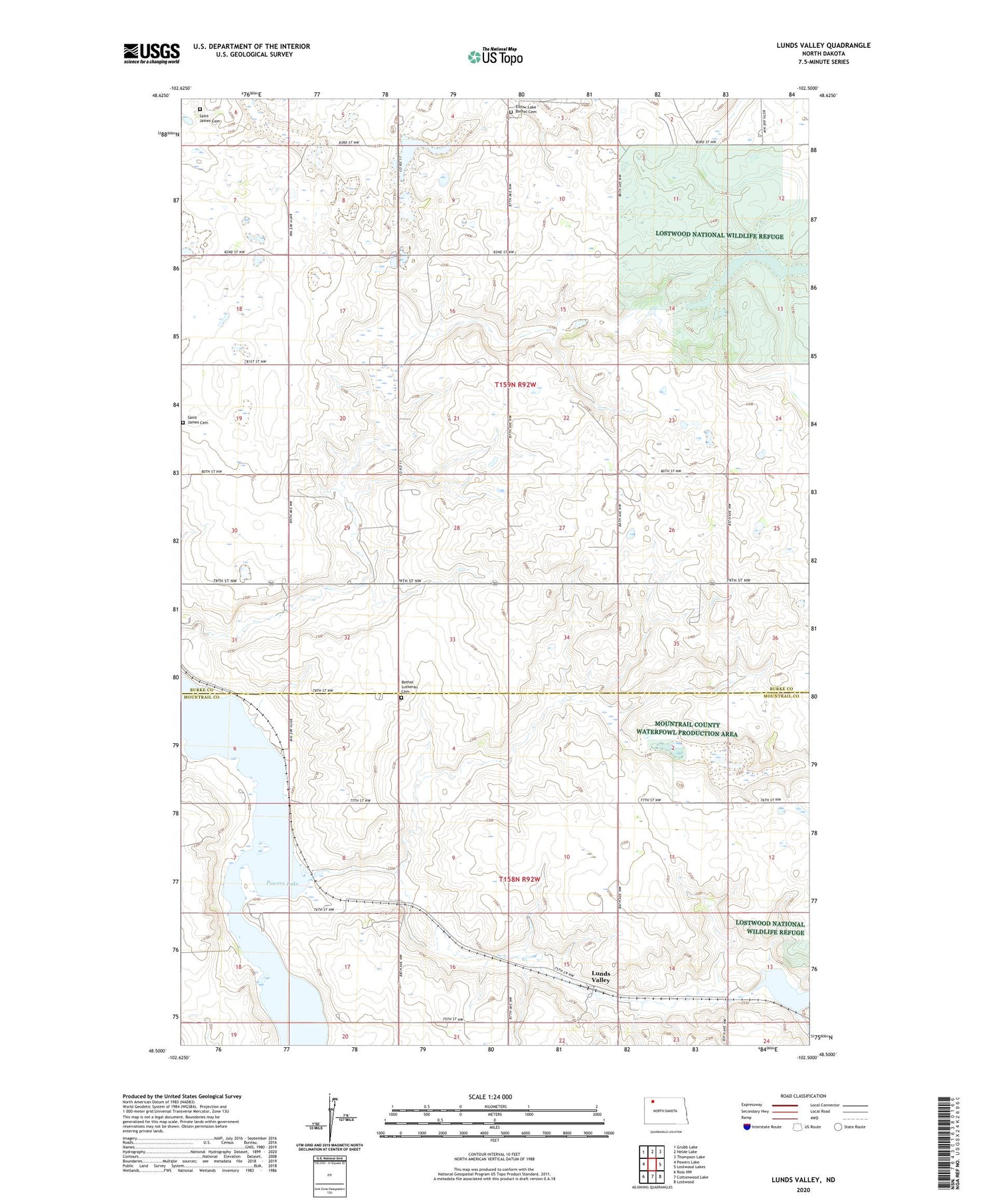 Lunds Valley North Dakota US Topo Map Image