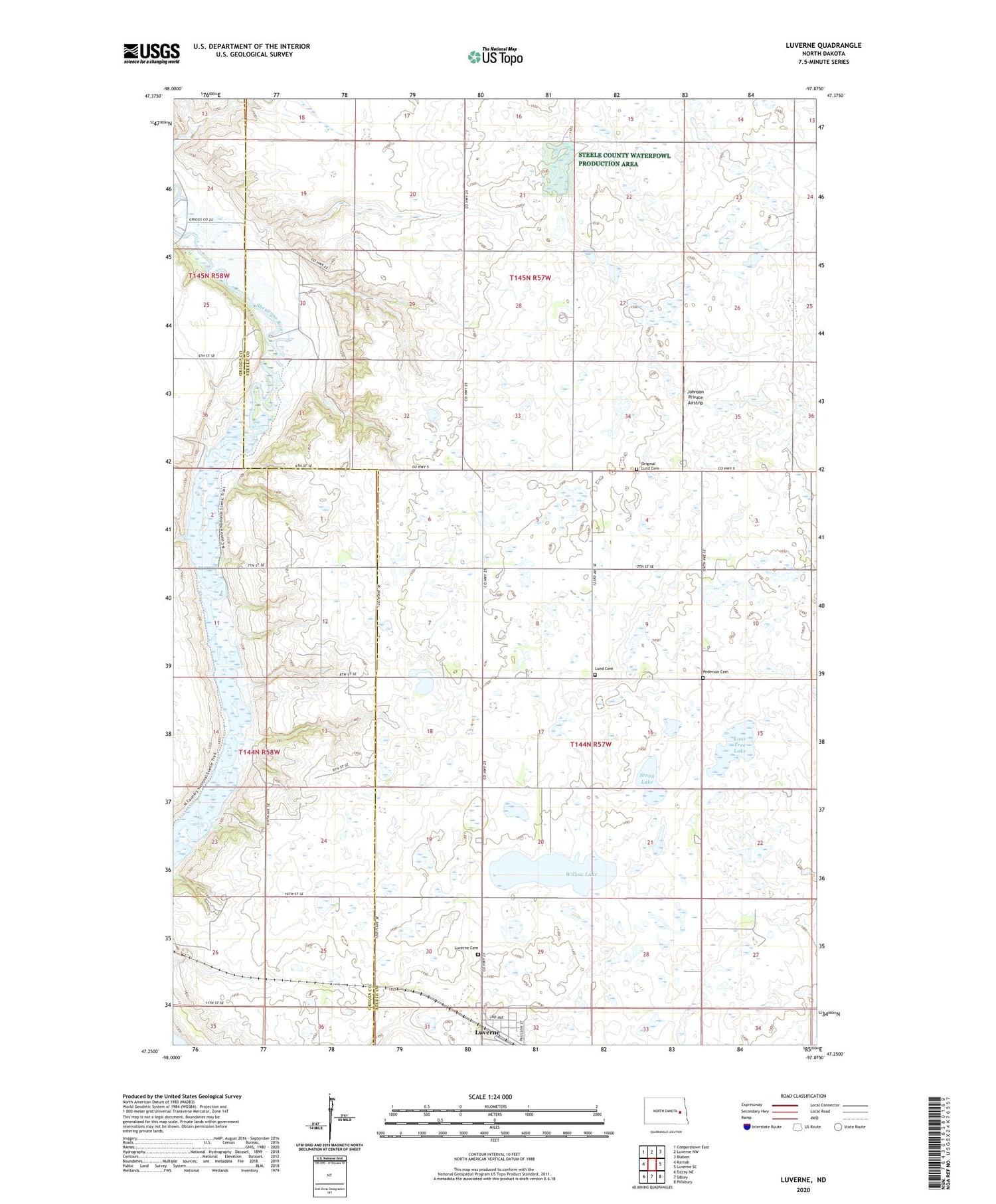 Luverne North Dakota US Topo Map Image