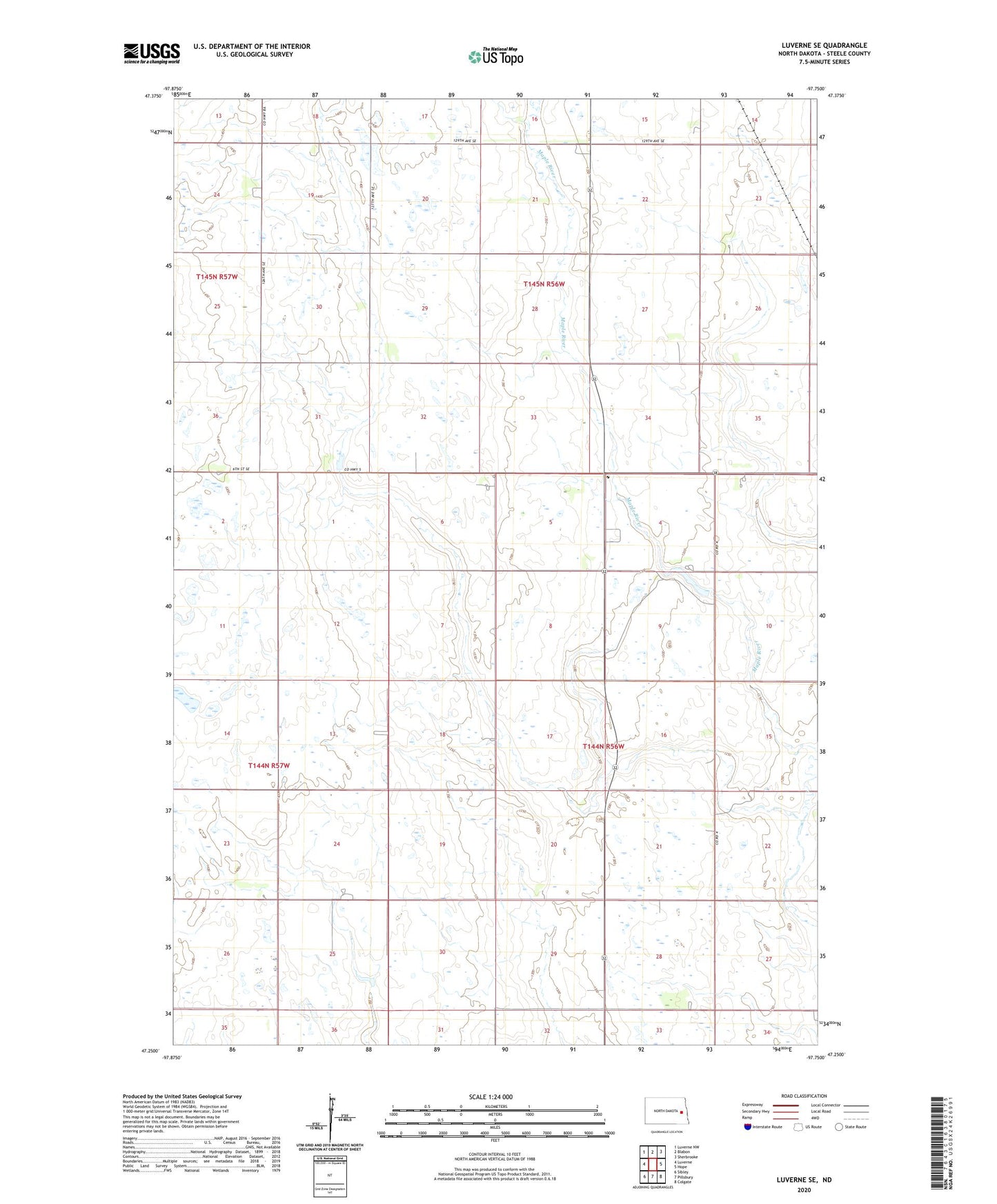 Luverne SE North Dakota US Topo Map Image
