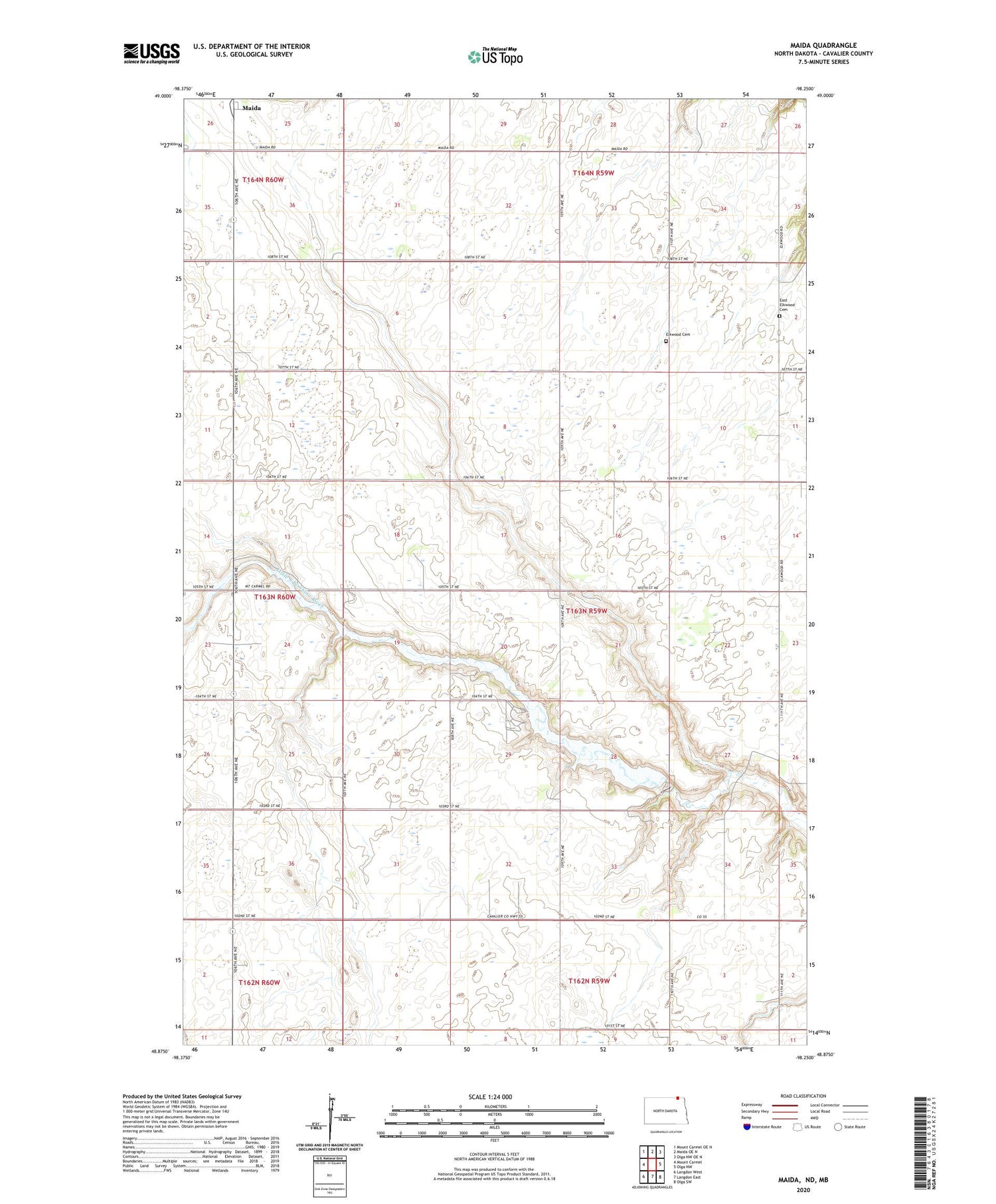 Maida North Dakota US Topo Map Image