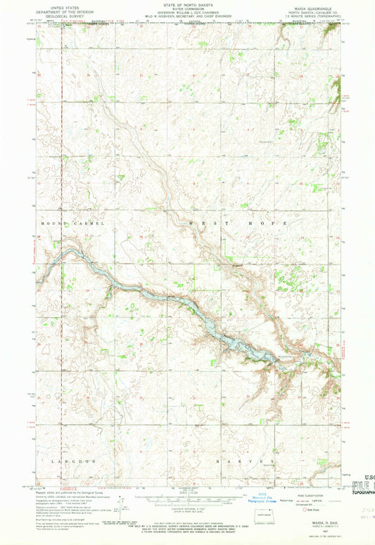 Classic USGS Maida North Dakota 7.5'x7.5' Topo Map Image