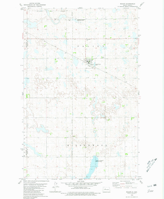 Classic USGS Makoti North Dakota 7.5'x7.5' Topo Map Image