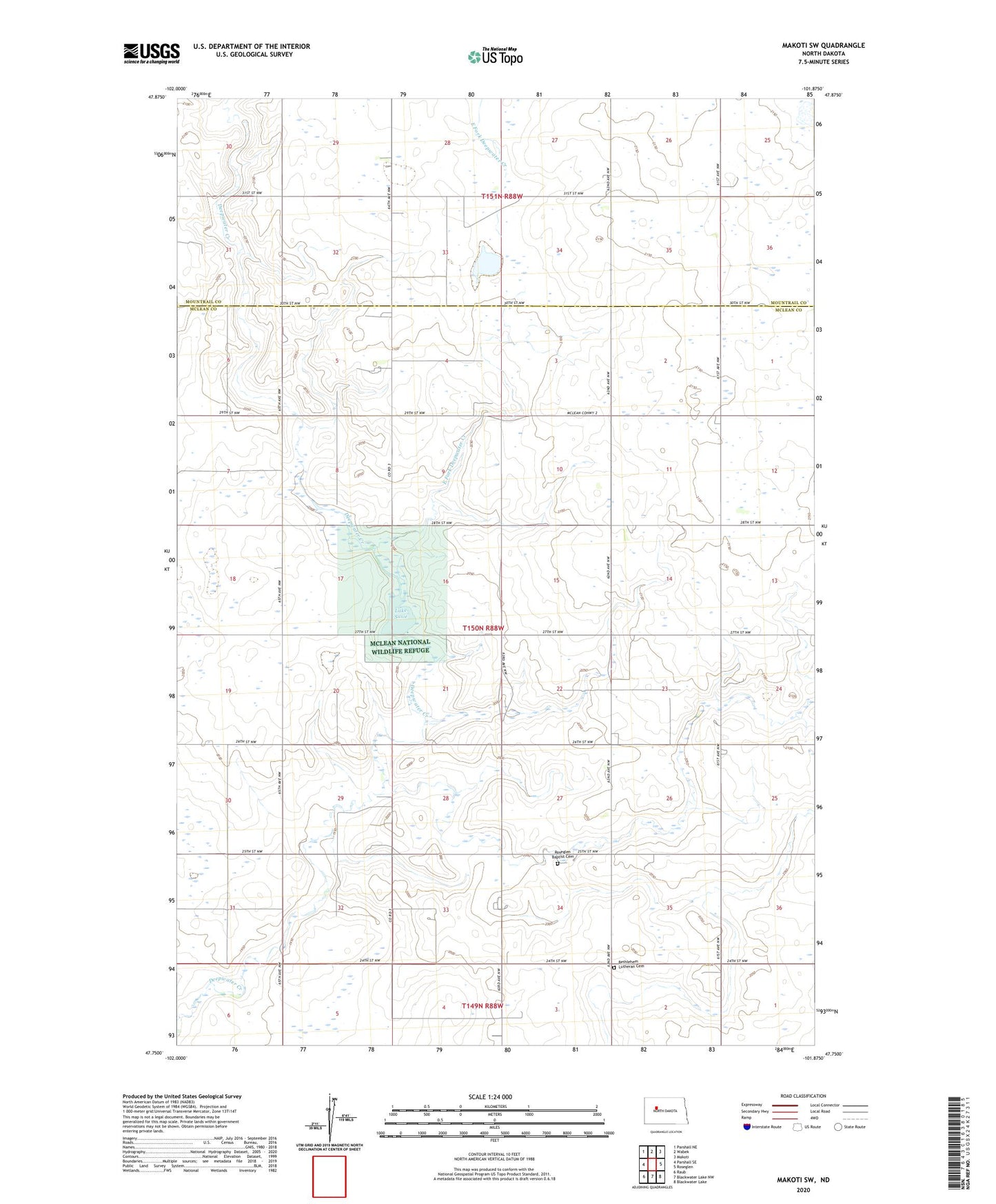 Makoti SW North Dakota US Topo Map Image