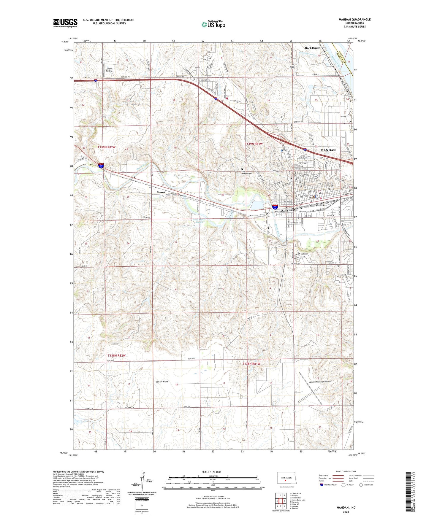 Mandan North Dakota US Topo Map Image
