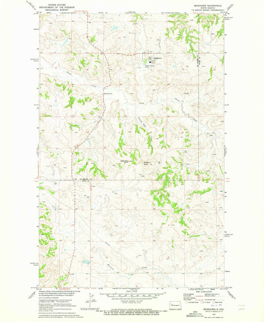 Classic USGS Mandaree North Dakota 7.5'x7.5' Topo Map Image