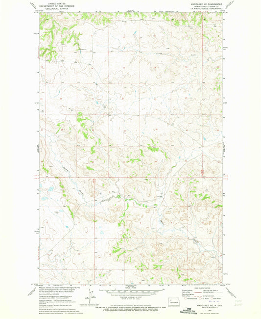 Classic USGS Mandaree NE North Dakota 7.5'x7.5' Topo Map Image