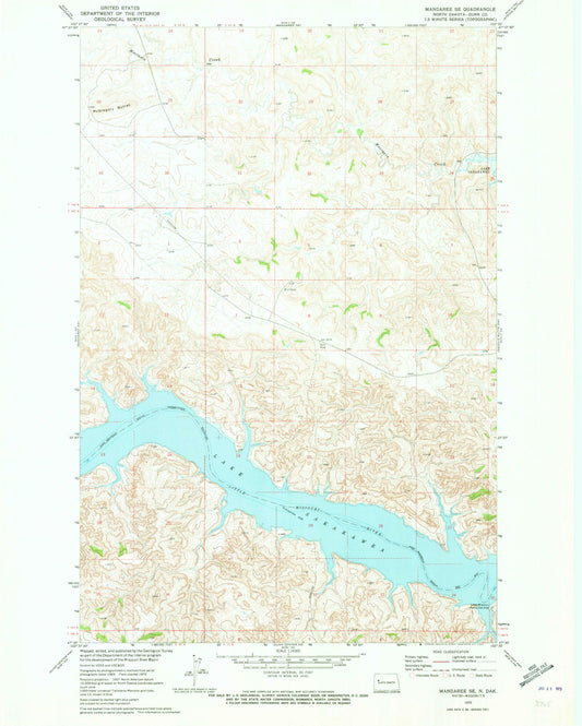 Classic USGS Mandaree SE North Dakota 7.5'x7.5' Topo Map Image