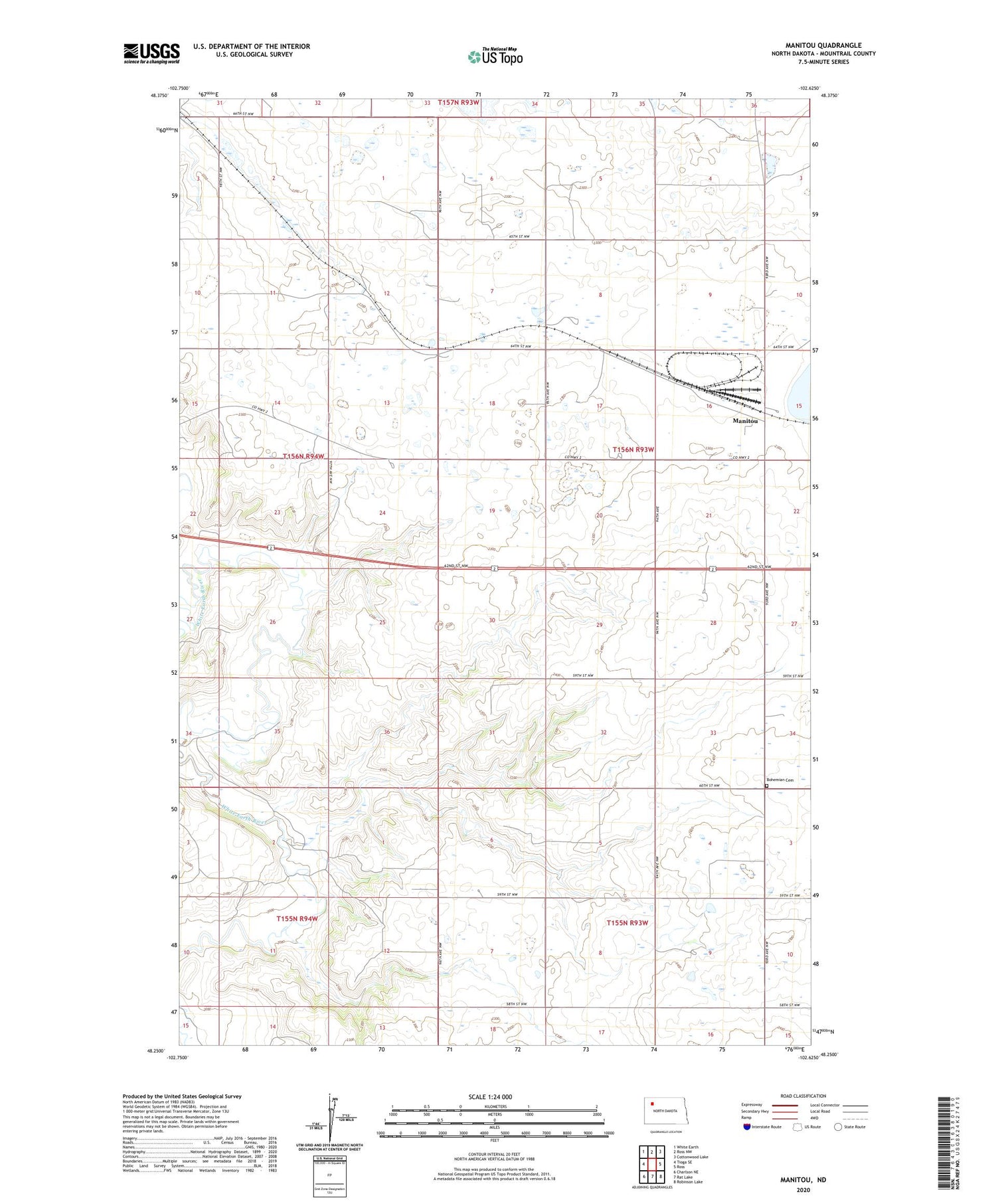Manitou North Dakota US Topo Map Image