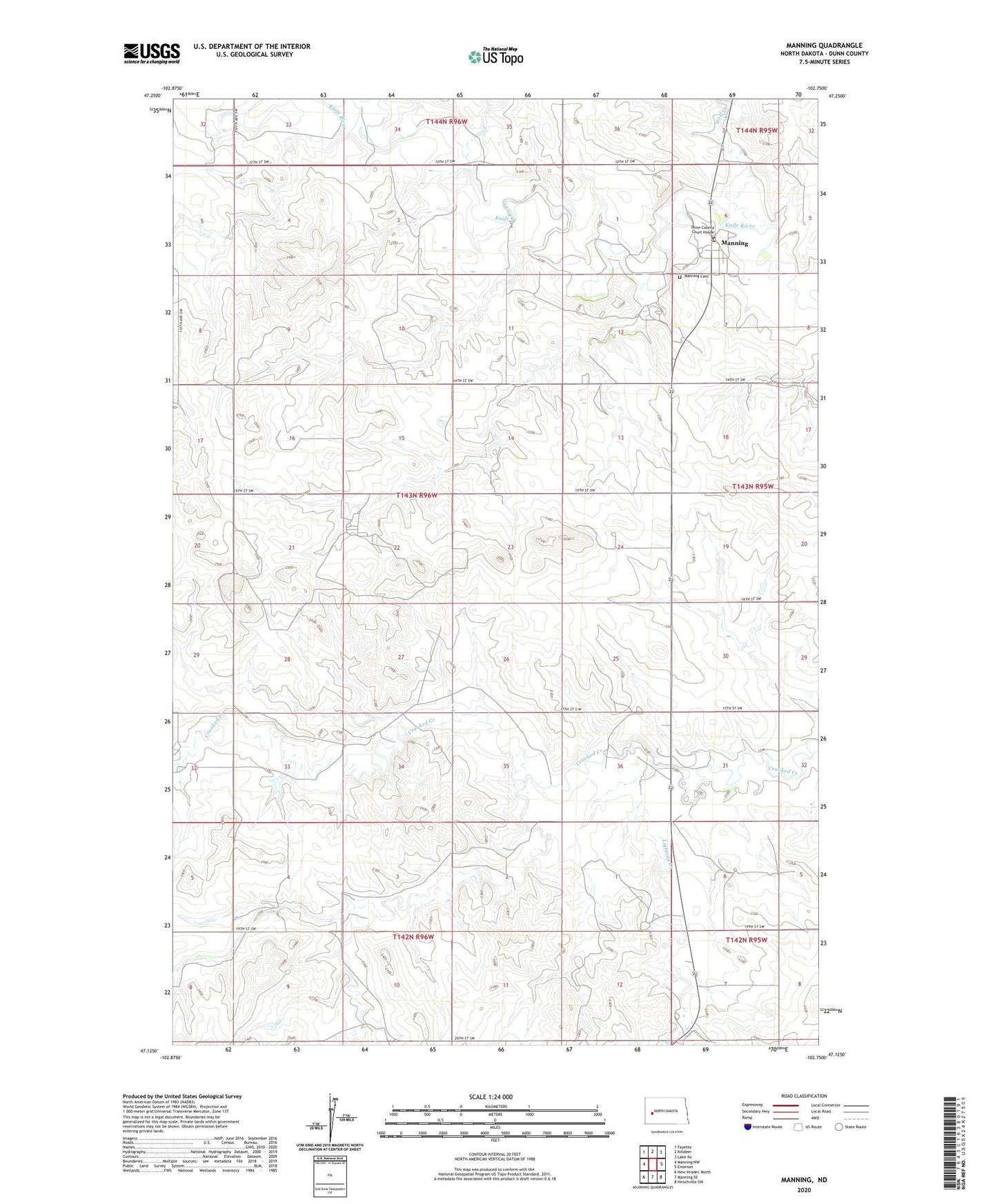 Manning North Dakota US Topo Map Image