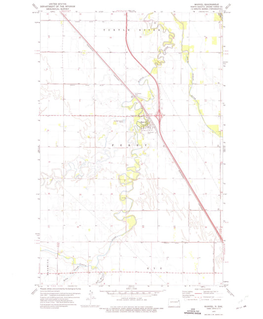 Classic USGS Manvel North Dakota 7.5'x7.5' Topo Map Image