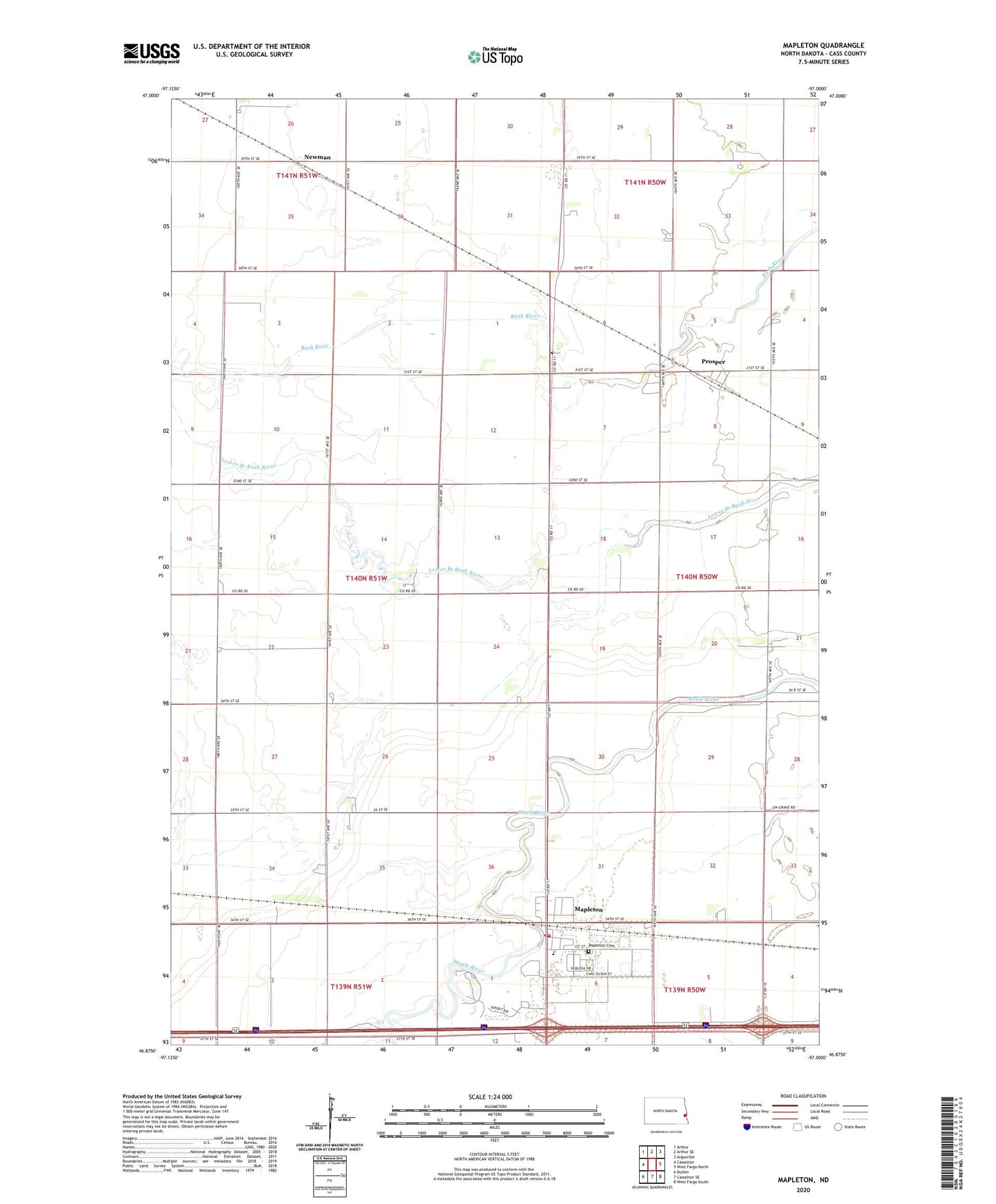 Mapleton North Dakota US Topo Map Image