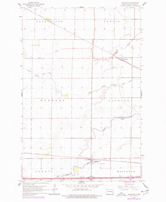 Classic USGS Mapleton North Dakota 7.5'x7.5' Topo Map Image