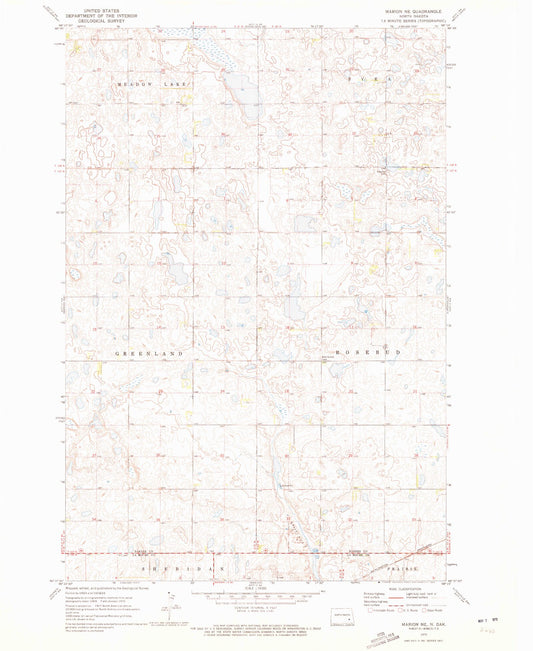 Classic USGS Marion NE North Dakota 7.5'x7.5' Topo Map Image