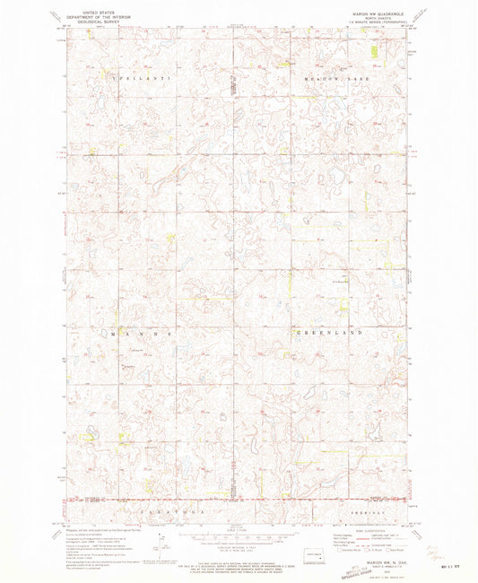 Classic USGS Marion NW North Dakota 7.5'x7.5' Topo Map Image