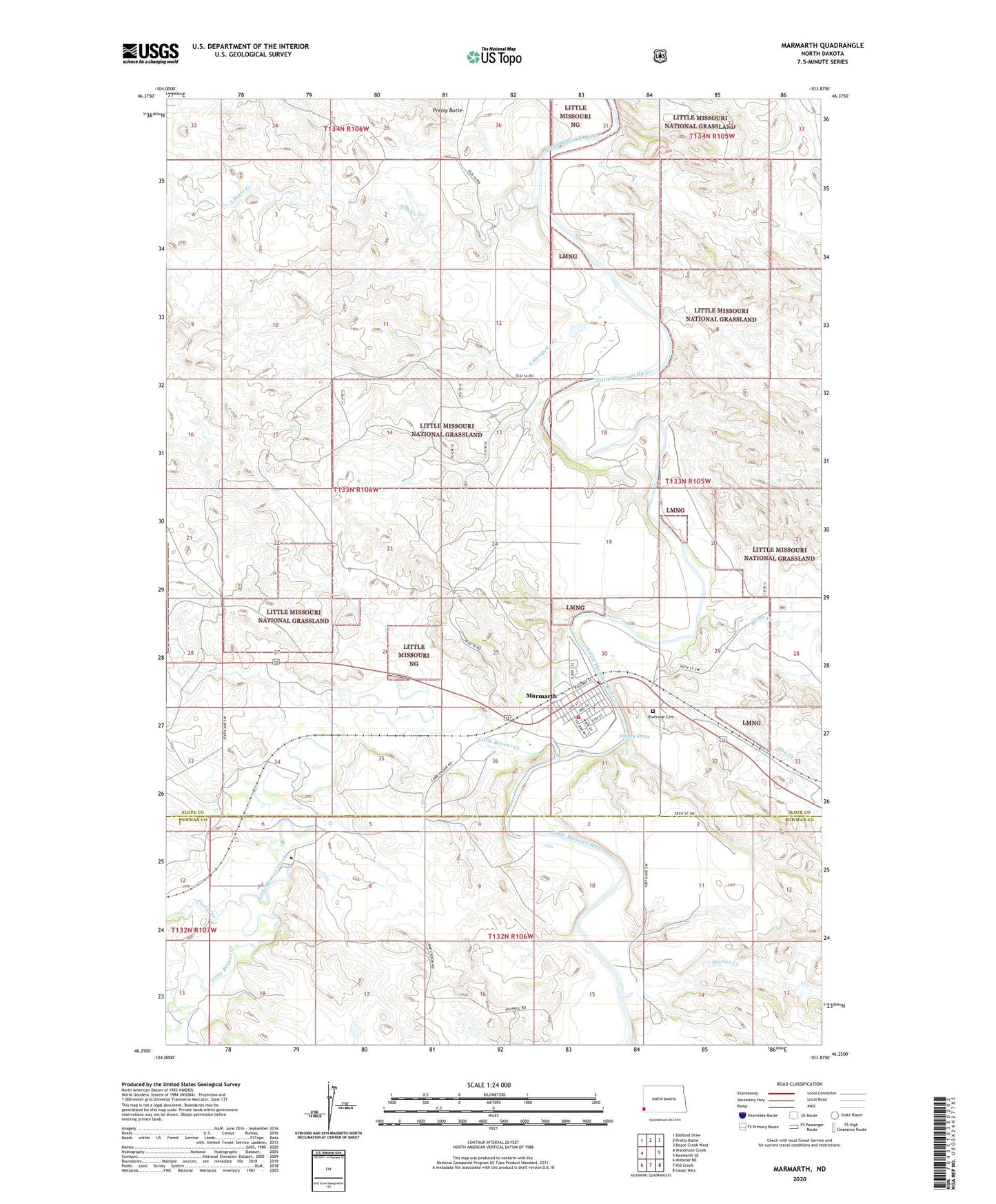 Marmarth North Dakota US Topo Map Image