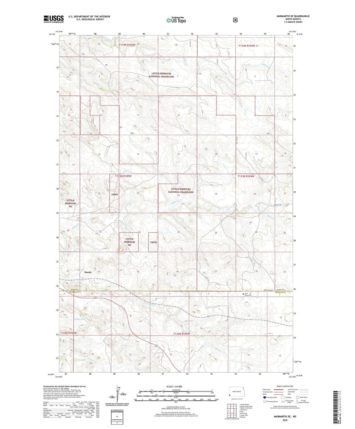 Marmarth SE North Dakota US Topo Map Image