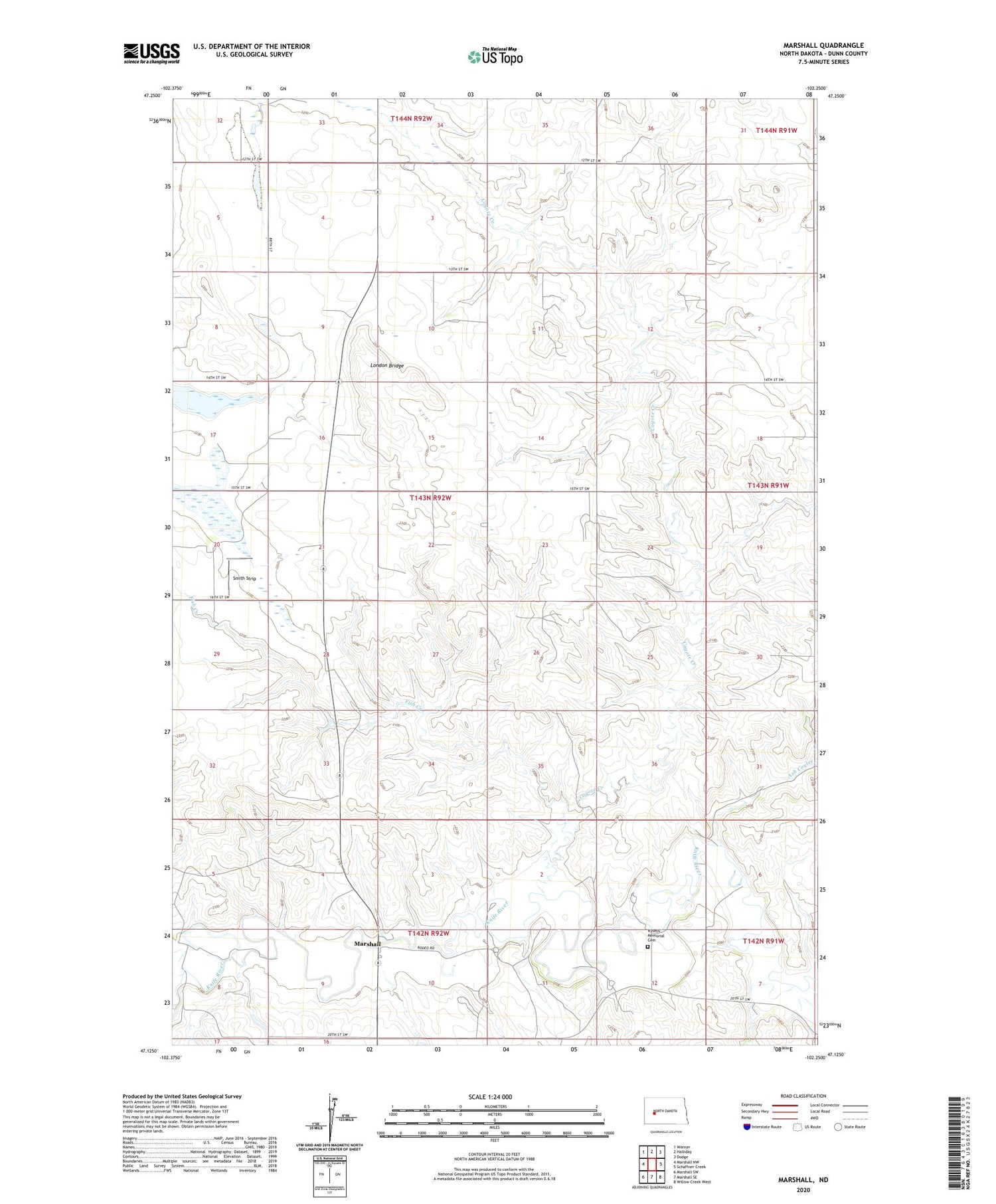 Marshall North Dakota US Topo Map Image