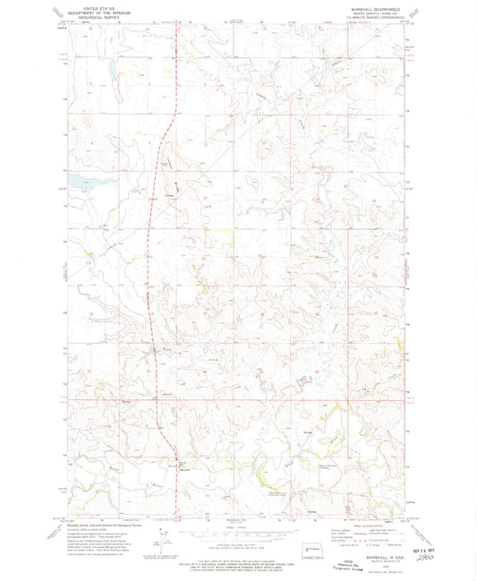 Classic USGS Marshall North Dakota 7.5'x7.5' Topo Map Image