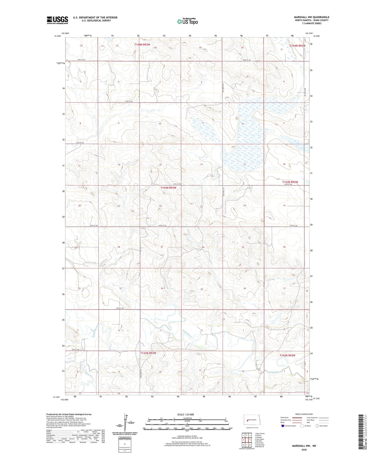 Marshall NW North Dakota US Topo Map Image