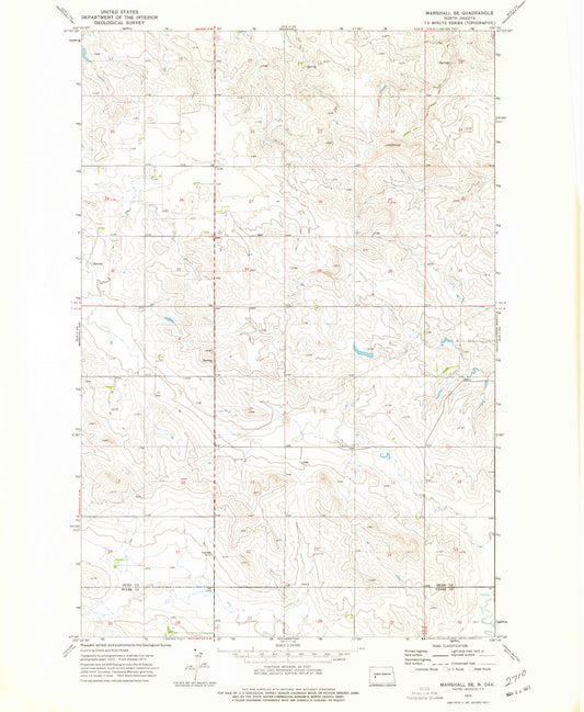 Classic USGS Marshall SE North Dakota 7.5'x7.5' Topo Map Image