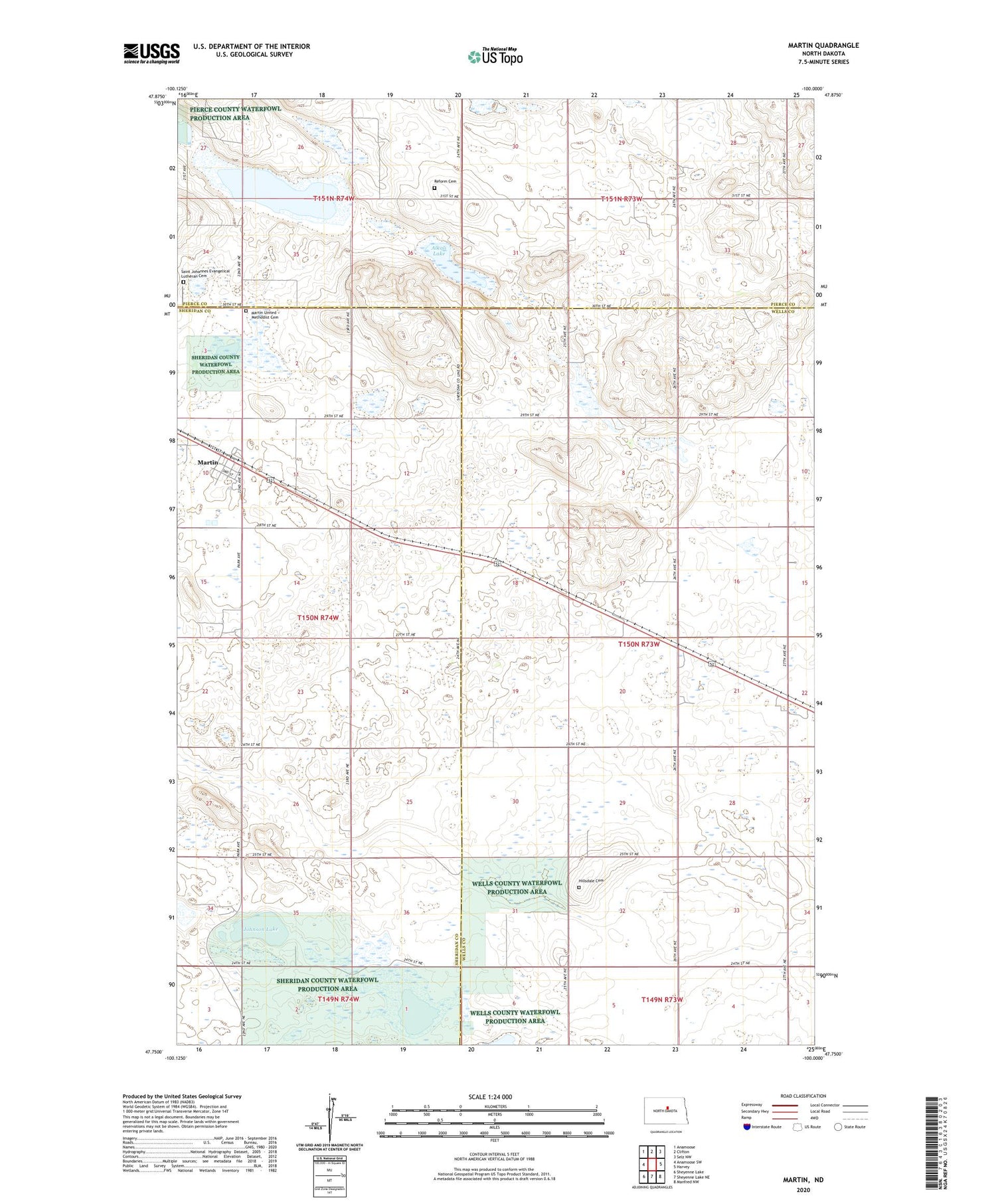 Martin North Dakota US Topo Map Image