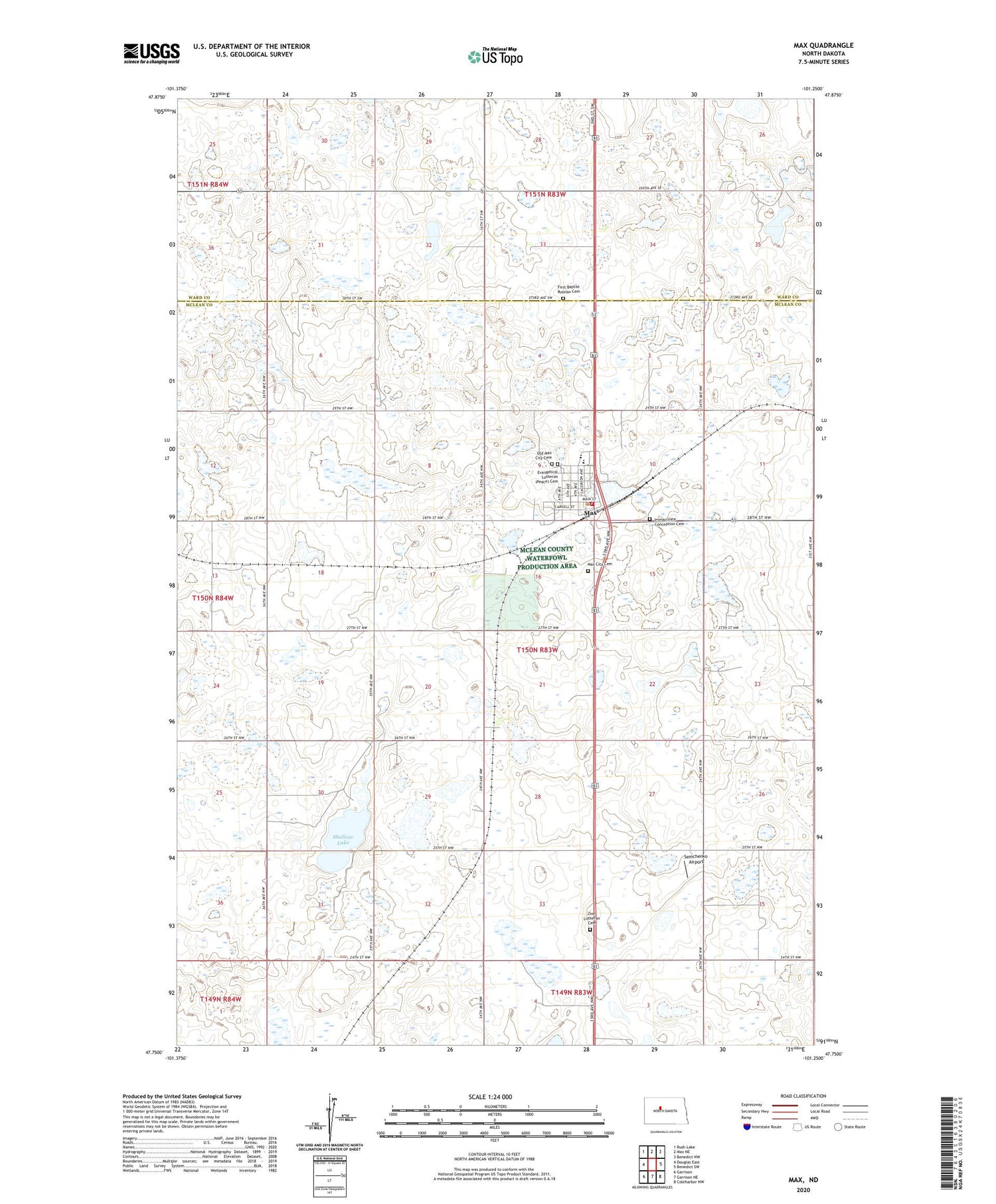 Max North Dakota US Topo Map Image