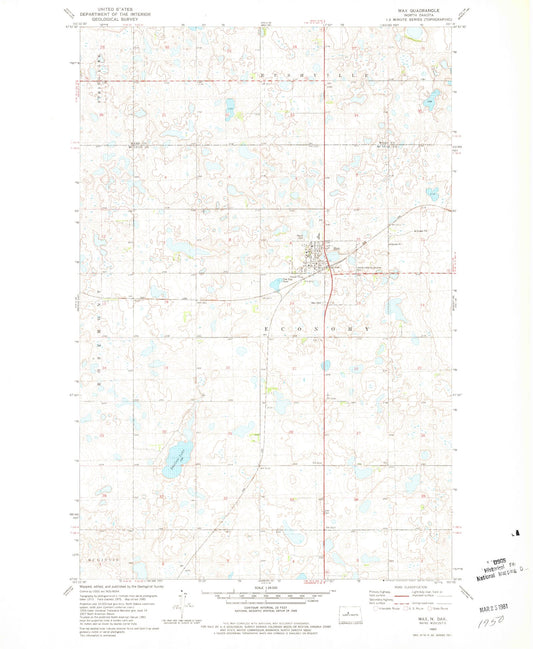 Classic USGS Max North Dakota 7.5'x7.5' Topo Map Image