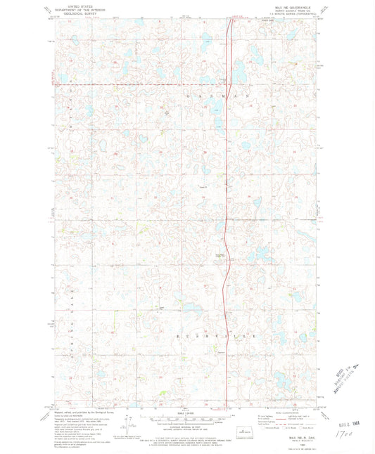 Classic USGS Max NE North Dakota 7.5'x7.5' Topo Map Image