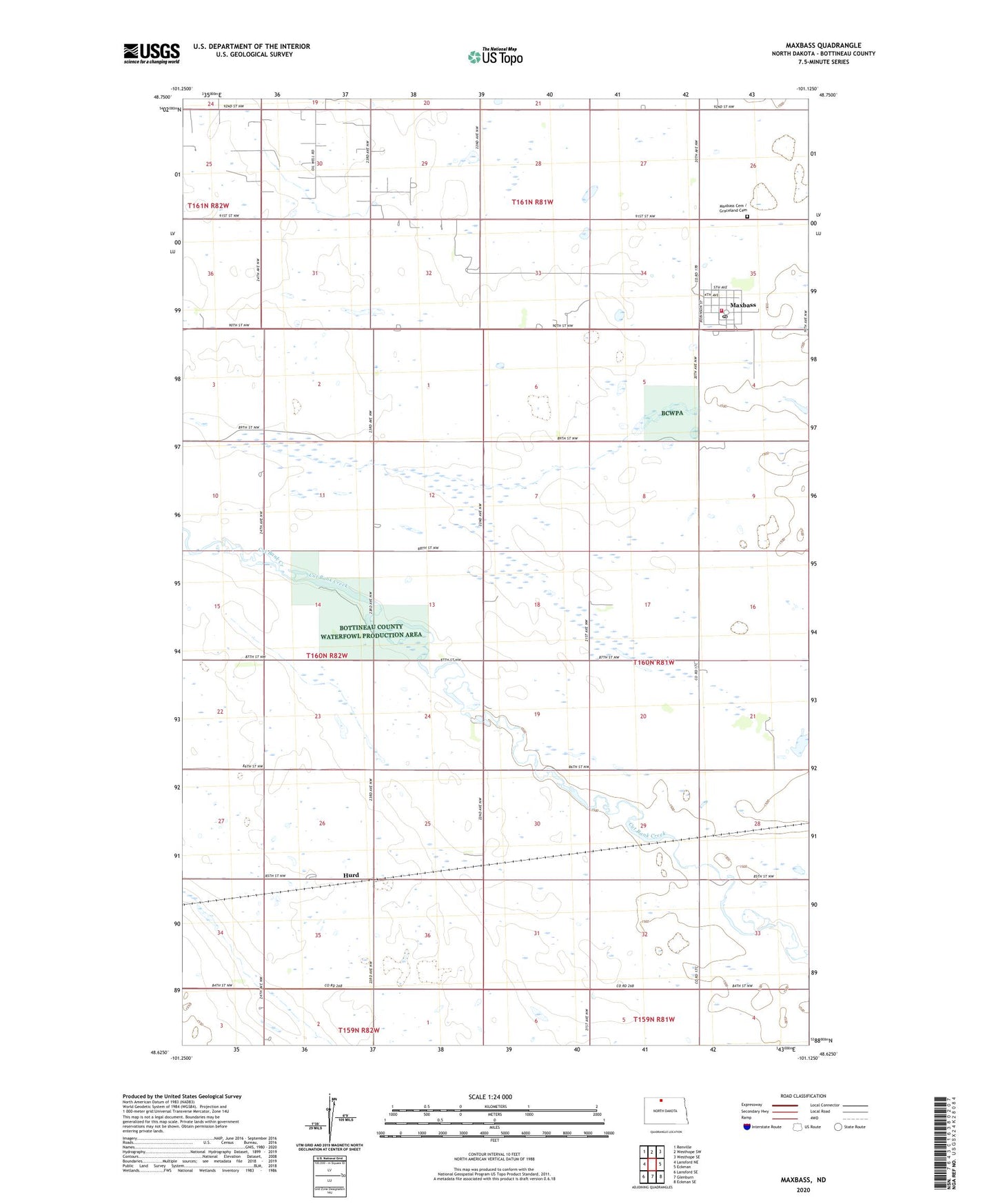 Maxbass North Dakota US Topo Map Image