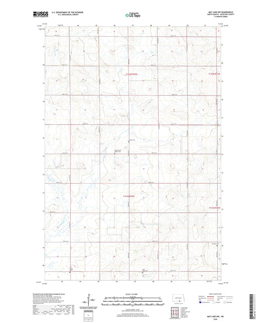 May Lake NW North Dakota US Topo Map Image