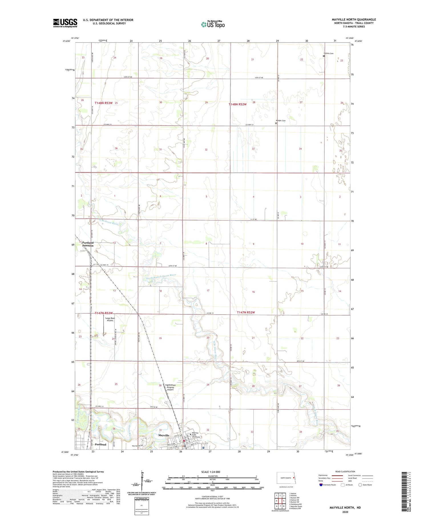 Mayville North North Dakota US Topo Map Image