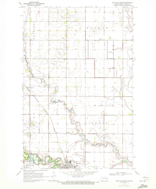 Classic USGS Mayville North North Dakota 7.5'x7.5' Topo Map Image
