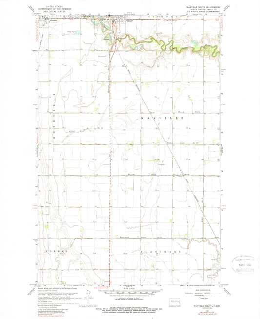 Classic USGS Mayville South North Dakota 7.5'x7.5' Topo Map Image