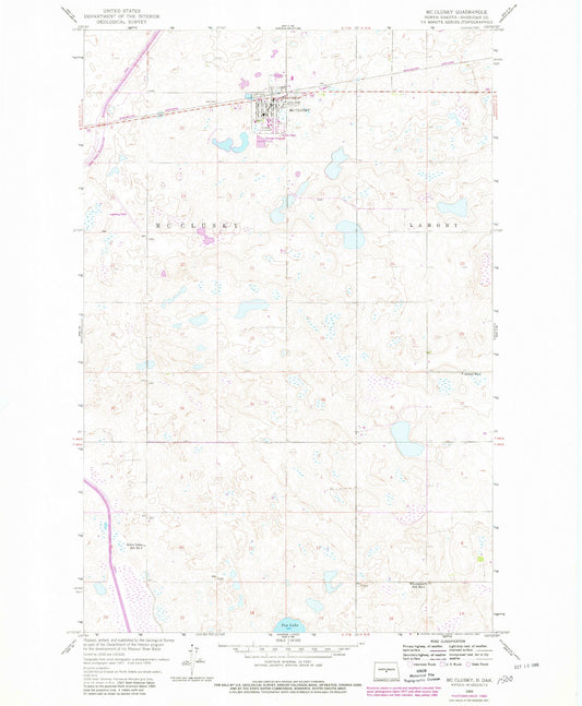 Classic USGS McClusky North Dakota 7.5'x7.5' Topo Map Image